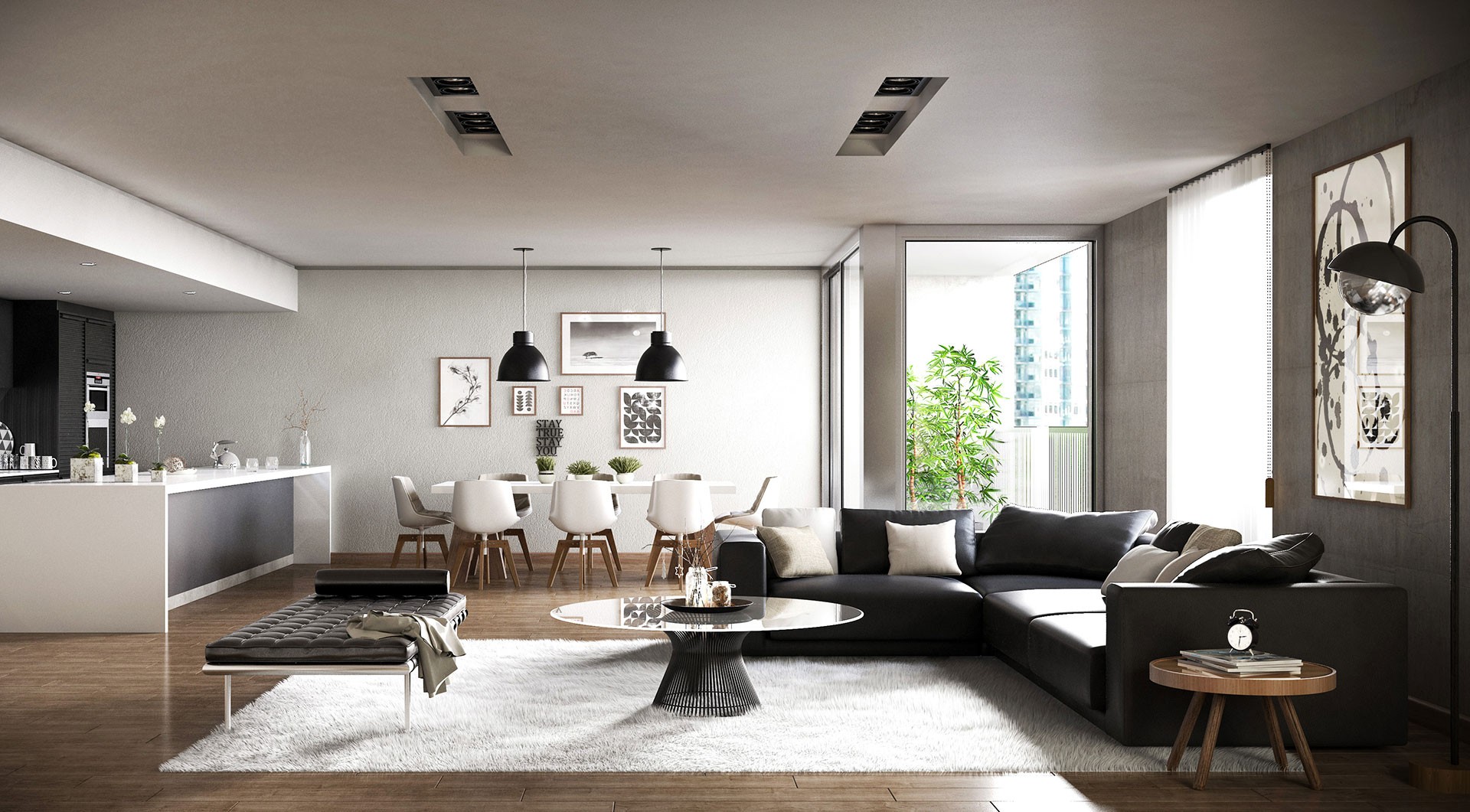 Salle moderne - Rendu int&eacute;rieur