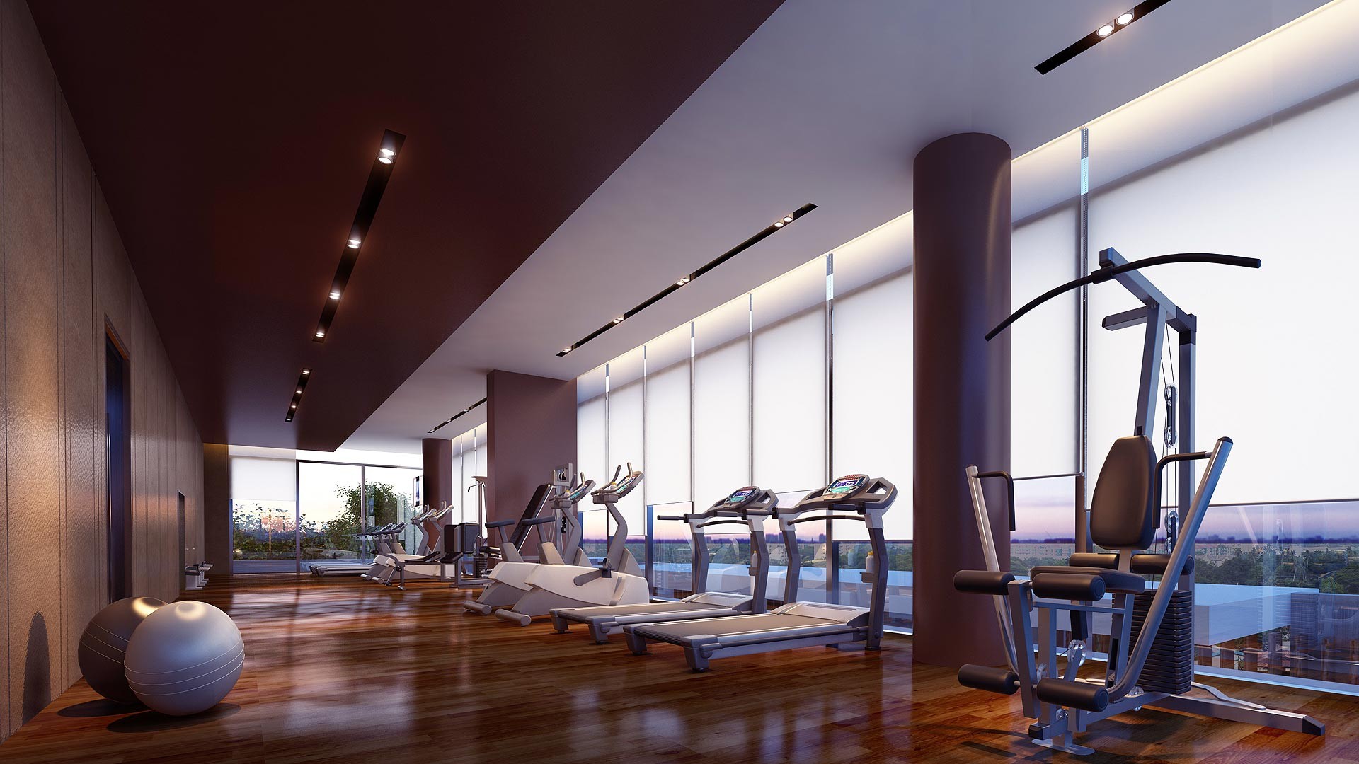 Salle de sport moderne - Rendu int&eacute;rieur